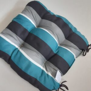 Set 4 perne cu snur pentru scaun de gradina, tesatura, 40x40x8 cm,cu dungi