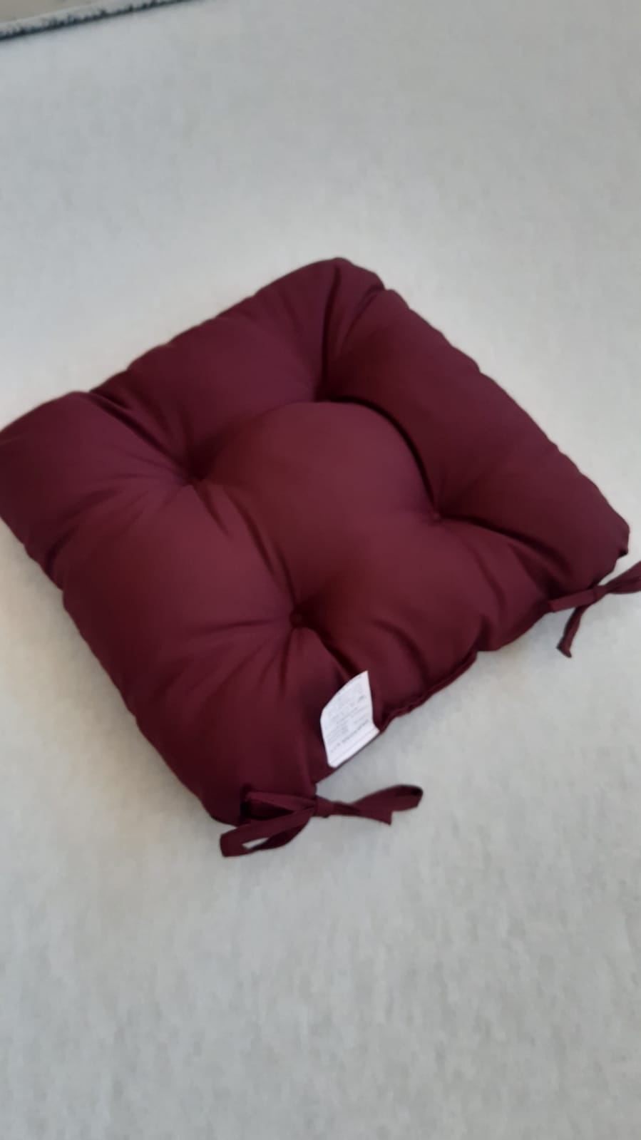 Perne cu snur pentru scaun de gradina,bucatarie, tesatura poliestera, 40x40x8cm,Culoare Bordo.. - imagine 3