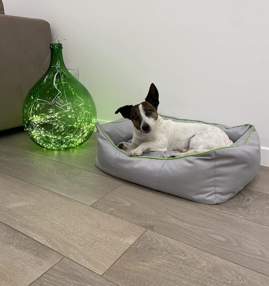 Culcus pentru caini si pisici, 60x40x20cm (exterior), cu perne detasabile, material poliester -Gri deschis - imagine 2